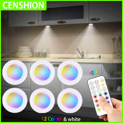 "LED Under Cabinet Light with Remote Control – Wireless RGB Color-Changing Night Light for Kitchen, Bedroom, Closet, and Counter"