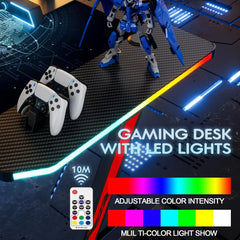 Z-Shaped Gaming Desk with Carbon Fiber Surface & Accessories