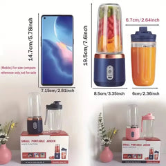 "Portable Electric Juicer – 1pc Stainless Steel Blade Fruit & Smoothie Blender, Blue/Pink, Automatic Cup Juicer for Kitchen"
