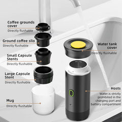 Portable 3-in-1 Electric Espresso Machine – Wireless Coffee Maker for Capsule or Ground