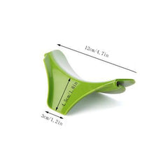 Green kitchen tool with measurements on a white background