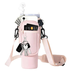 40oz Neoprene Water Bottle Carrier Bag with Adjustable Shoulder Strap Water Bottle Holder Pouch For Stanley Quencher Cup Sleeve