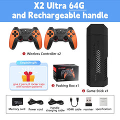 X2 Ultra Video Game Stick Console with 2.4G Wireless Controllers