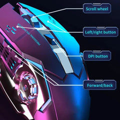 RGB Backlit Wireless Mouse – Bluetooth & 2.4GHz USB Rechargeable Silent Optical Mouse for Laptop, PC, MacBook & Tablet