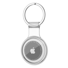 Silver keychain with Apple logo on a white background