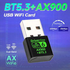 AX900 USB WiFi 6 & Bluetooth 5.3 Adapter – Dual Band 2.4GHz/5GHz