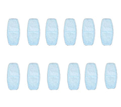 Multiple blue rectangular pads arranged in two rows on a white background