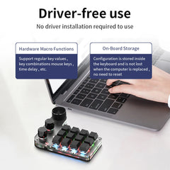 Bluetooth RGB Macro Keyboard – 3 Knobs, 12 Keys, Programmable Mechanical Hotswap Keypad