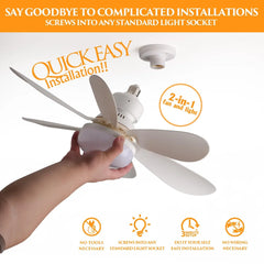 Ceiling fan light fixture with text on a white background