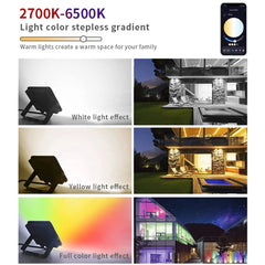 "Outdoor Smart RGBCW Floodlight – 16 Million Colors, Adjustable Color Temperature, Wi-Fi & Wireless Control for Patio Lighting"