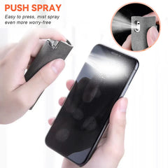 Person using a push spray to clean 