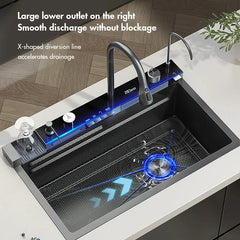 304 Stainless Steel Waterfall Kitchen Sink Set