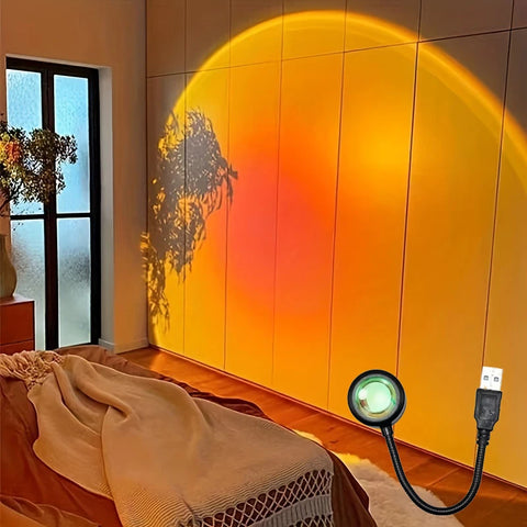 Mini RGB Sunset Projection Lamp – USB Night Light for TikTok, Selfies, Parties & Room Decor