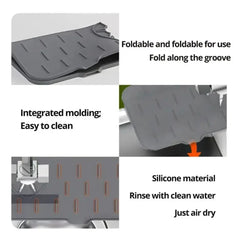 Gray silicone mat with features highlighted on a white background