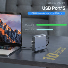"15-in-1 USB-C Docking Station – Vertical 4K HD Hub with Triple Monitor Support, 1000Mbps RJ45, USB 3.0/2.0, PD 3.0, SD/TF, 3.5mm Audio for MacBook Pro"