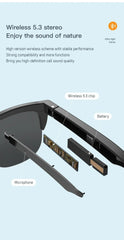 Smart Bluetooth V5.3 Sunglasses – HIFI Audio Glasses with Built-In Headphones & UV Protection