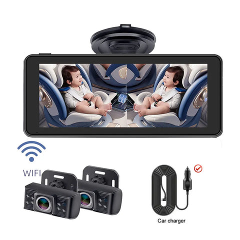 Dual Camera Baby Car Monitor – 1080P Rear Seat View with 6.8" Screen & Night Vision