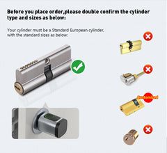 Instructions for confirming cylinder type and sizes with examples on a light gray background