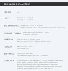 Drone L900 Pro 4K Professional 5G GPS HD Dual Camera Photography Brushless Foldable Quadcopter RC Distance 1.2KM Drones Toys