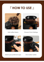 "Electric Burr Coffee Grinder – 28 Settings for Espresso, French Press, Drip"