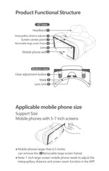 Diagram of a smartphone holder with labeled parts and applicable phone size information.