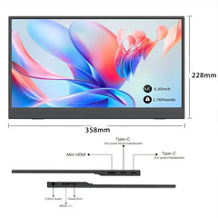 "HOESD.a 15.6'' Portable Gaming Monitor – 1080P, 300cd/m² Extended Display for Laptop, Phone, Switch, Xbox, PS4/PS5, PC, Mini PC"