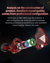 "QKZ AK6 Wired Earphones – 3.5mm HiFi Sound Quality Gaming Headset, Bass-Boosted Earbuds for Gamers"