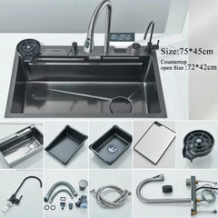 304 Stainless Steel Waterfall Kitchen Sink Set