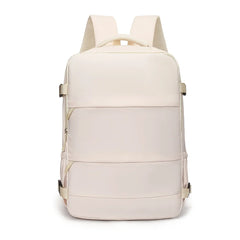 Beige backpack on a white background