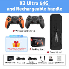 X2 Ultra Video Game Stick Console with 2.4G Wireless Controllers