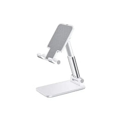 White adjustable phone stand on a white background