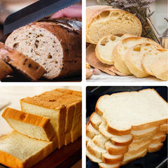 Collage of sliced bread with different types and presentations.