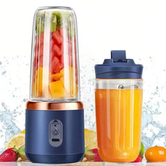 "Portable Electric Juicer – 1pc Stainless Steel Blade Fruit & Smoothie Blender, Blue/Pink, Automatic Cup Juicer for Kitchen"