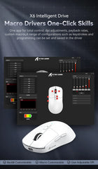 "Attack Shark X6 PAW3395 Gaming Mouse – Tri-Mode Bluetooth/2.4G/Wired, RGB, Macro Support, Magnetic Charging Base"