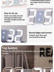 Voice-Activated 3D Luminous Digital Clock – Simple Fashion Silent Alarm Desktop Clock