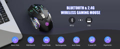 RGB Backlit Wireless Mouse – Bluetooth & 2.4GHz USB Rechargeable Silent Optical Mouse for Laptop, PC, MacBook & Tablet