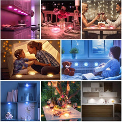 "LED Under Cabinet Light with Remote Control – Wireless RGB Color-Changing Night Light for Kitchen, Bedroom, Closet, and Counter"