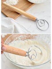Stainless Steel Bread Dough Hand Mixer With Wooden Handle