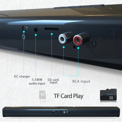 "Bluetooth 5.3 Soundbar Speakers – Stereo Surround Sound Home Theater with Remote Control, RCA, AUX & TF Card Support"