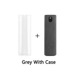 Clear and gray cylindrical products on a white background