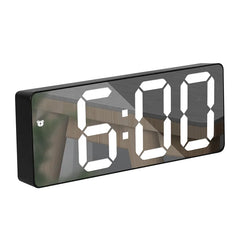 "Curved Mirror LED Alarm Clock with Temperature Display"