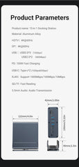 "15-in-1 USB-C Docking Station – Vertical 4K HD Hub with Triple Monitor Support, 1000Mbps RJ45, USB 3.0/2.0, PD 3.0, SD/TF, 3.5mm Audio for MacBook Pro"
