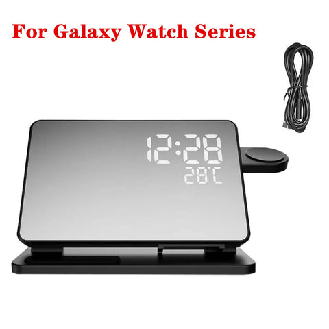 3-in-1 Wireless Charger for Samsung Galaxy Watch 6/5 Pro – Fast Charging Stand for Galaxy S24, S23, S22 with Alarm Clock