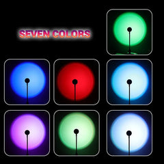 LED golf ball with seven color options displayed on a black background