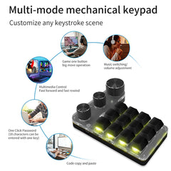 Bluetooth RGB Macro Keyboard – 3 Knobs, 12 Keys, Programmable Mechanical Hotswap Keypad