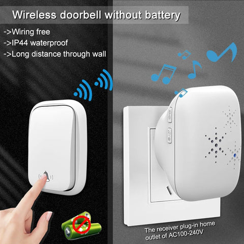Lunzo Self-Powered Wireless Doorbell with 150m Range