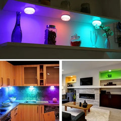 "LED Under Cabinet Light with Remote Control – Wireless RGB Color-Changing Night Light for Kitchen, Bedroom, Closet, and Counter"