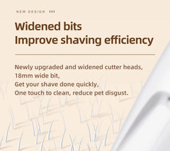 Advertisement for a grooming product with text about widened bits improving shaving efficiency.