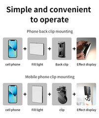 Diagram showing phone back clip mounting and mobile phone clip mounting with labeled components.
