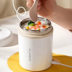 Portable 600ML USB Food Heater – Stainless Steel Electric Lunch Container for Travel, Work, Picnic